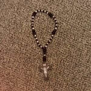 Elegant Black and Silver Beaded Rosary